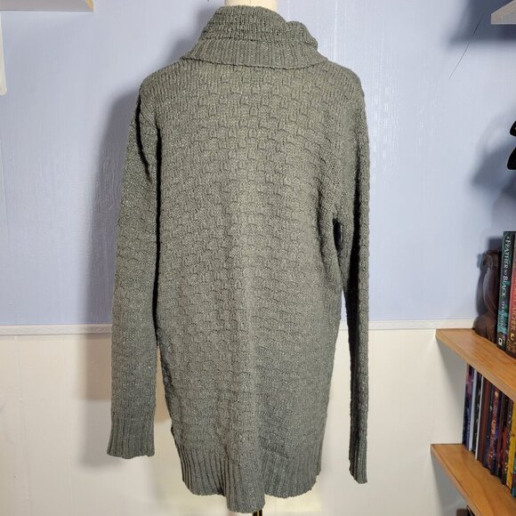 Attention Medium Metallic Gray Medium Weight Longsleeve Open Waterfall Cardigan - Picture 8 of 11